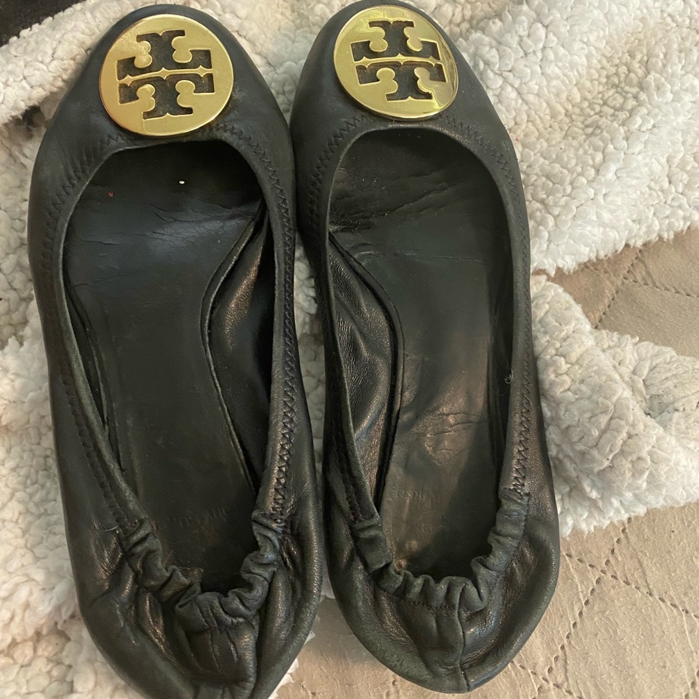 Tory Burch size 9 black travel ballet shoes